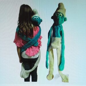 Vintage 80's Huggerz Large Smurf Body Wrap Puppet Plush